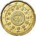 Portogallo, 20 Euro Cent, 2007, SPL, Ottone, KM:744