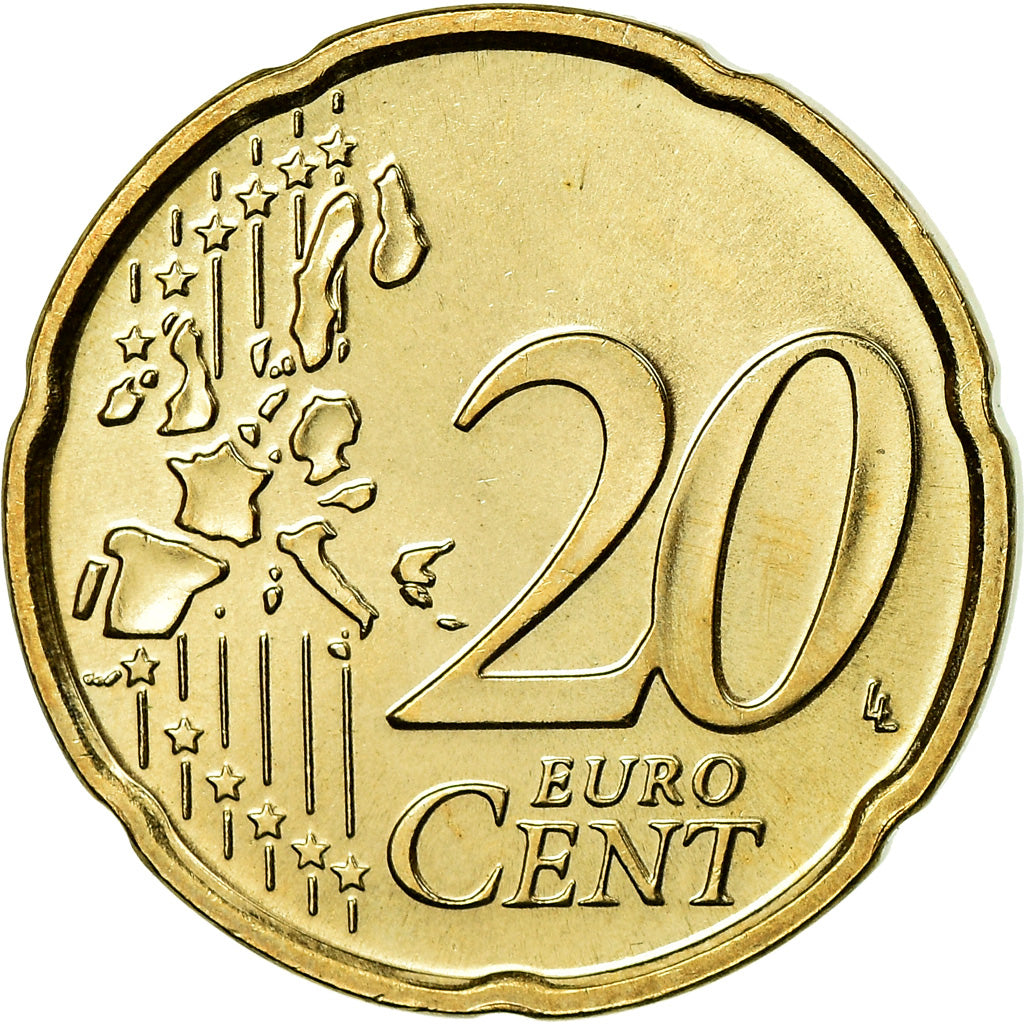 Portogallo, 20 Euro Cent, 2007, SPL, Ottone, KM:744