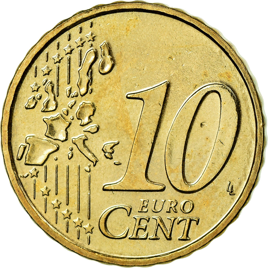 Portugal, 10 Euro Cent, 2007, MS(63), Brass, KM:743