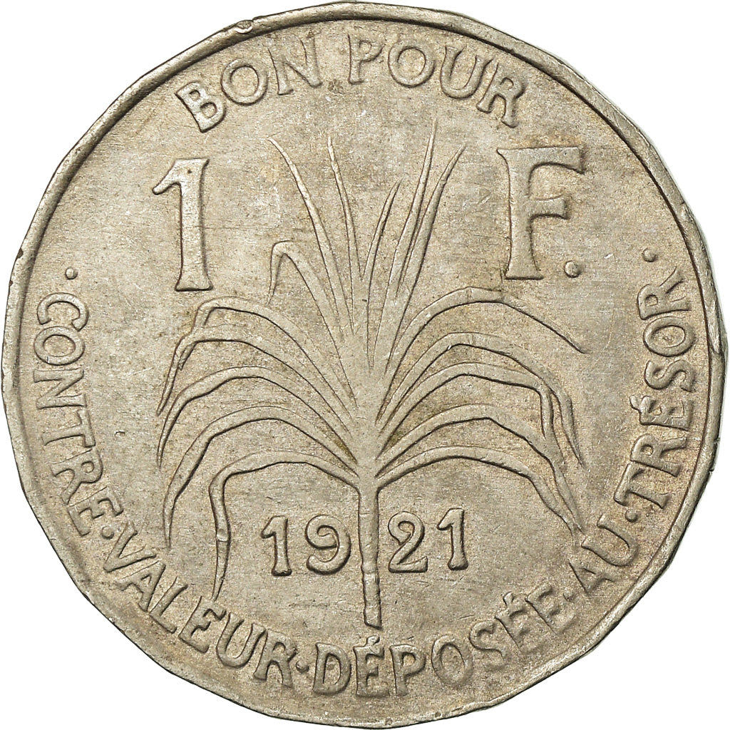 Coin, Guadeloupe, Franc, 1921, EF(40-45), Copper-nickel, KM:46