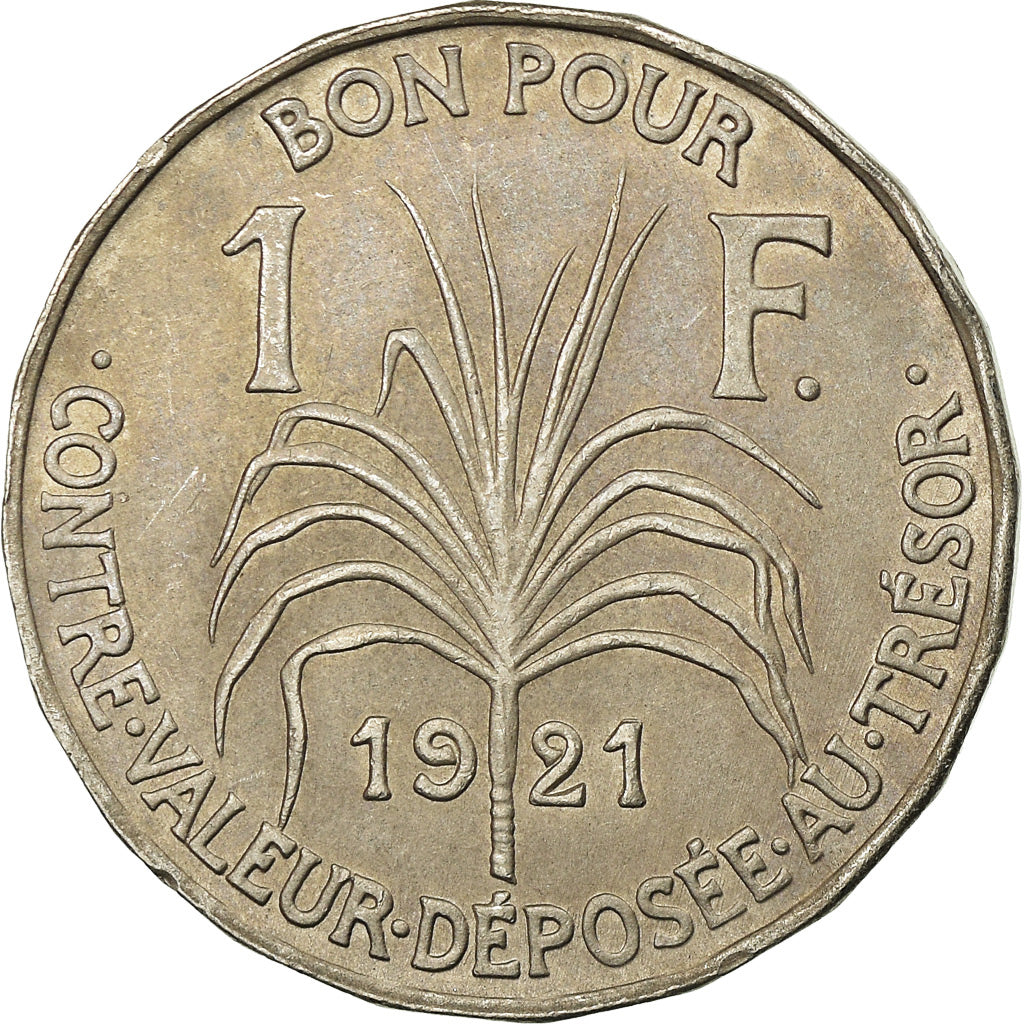 Coin, Guadeloupe, Franc, 1921, EF(40-45), Copper-nickel, KM:46