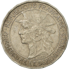 Coin, Guadeloupe, Franc, 1921, EF(40-45), Copper-nickel, KM:46