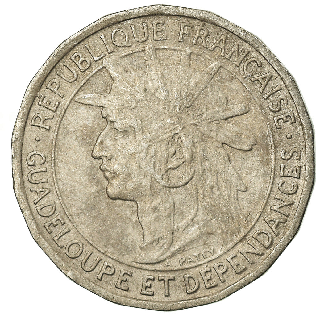 Coin, Guadeloupe, 50 Centimes, 1921, EF(40-45), Copper-nickel, KM:45