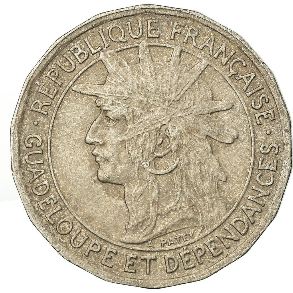 Coin, Guadeloupe, 50 Centimes, 1921, EF(40-45), Copper-nickel, KM:45
