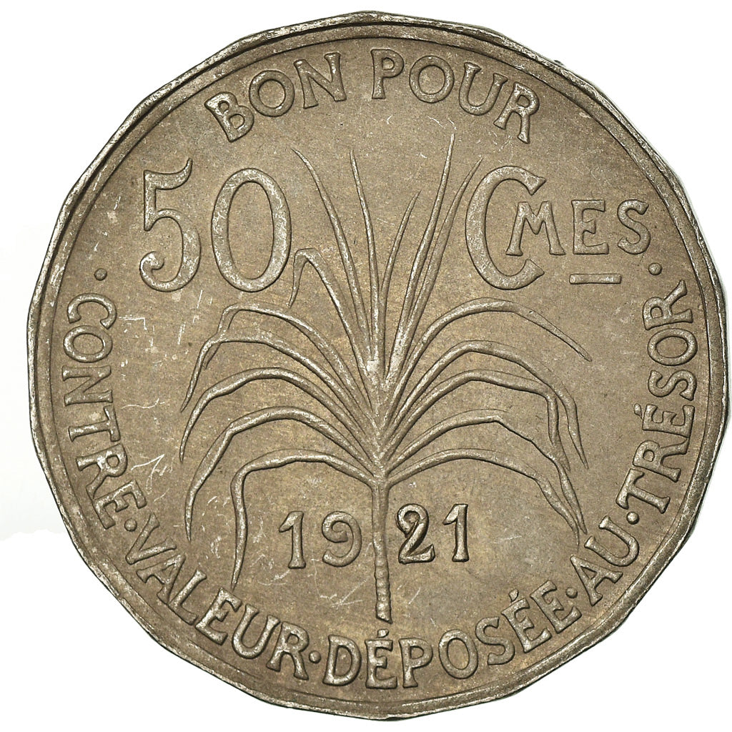 Coin, Guadeloupe, 50 Centimes, 1921, VF(30-35), Copper-nickel, KM:45
