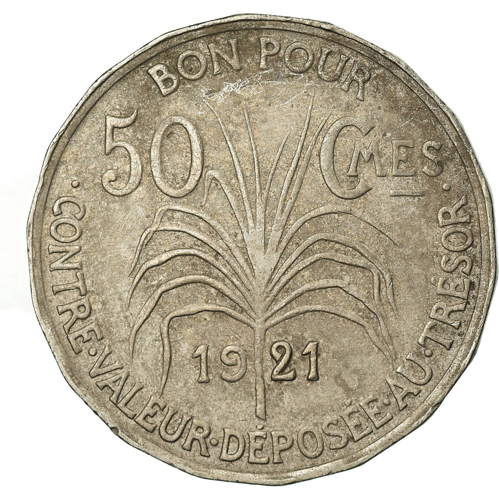 Coin, Guadeloupe, 50 Centimes, 1921, VF(30-35), Copper-nickel, KM:45