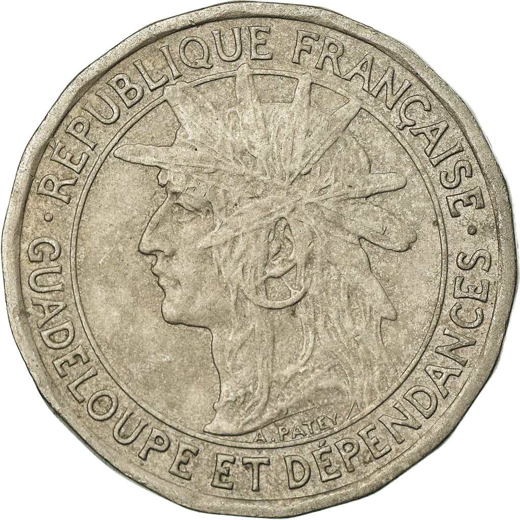 Coin, Guadeloupe, 50 Centimes, 1921, VF(30-35), Copper-nickel, KM:45