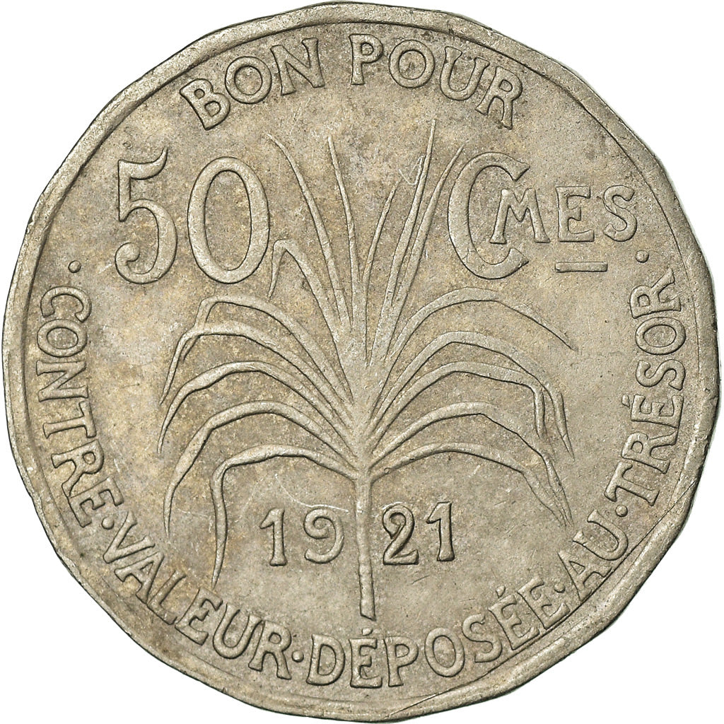 Coin, Guadeloupe, 50 Centimes, 1921, VF(30-35), Copper-nickel, KM:45