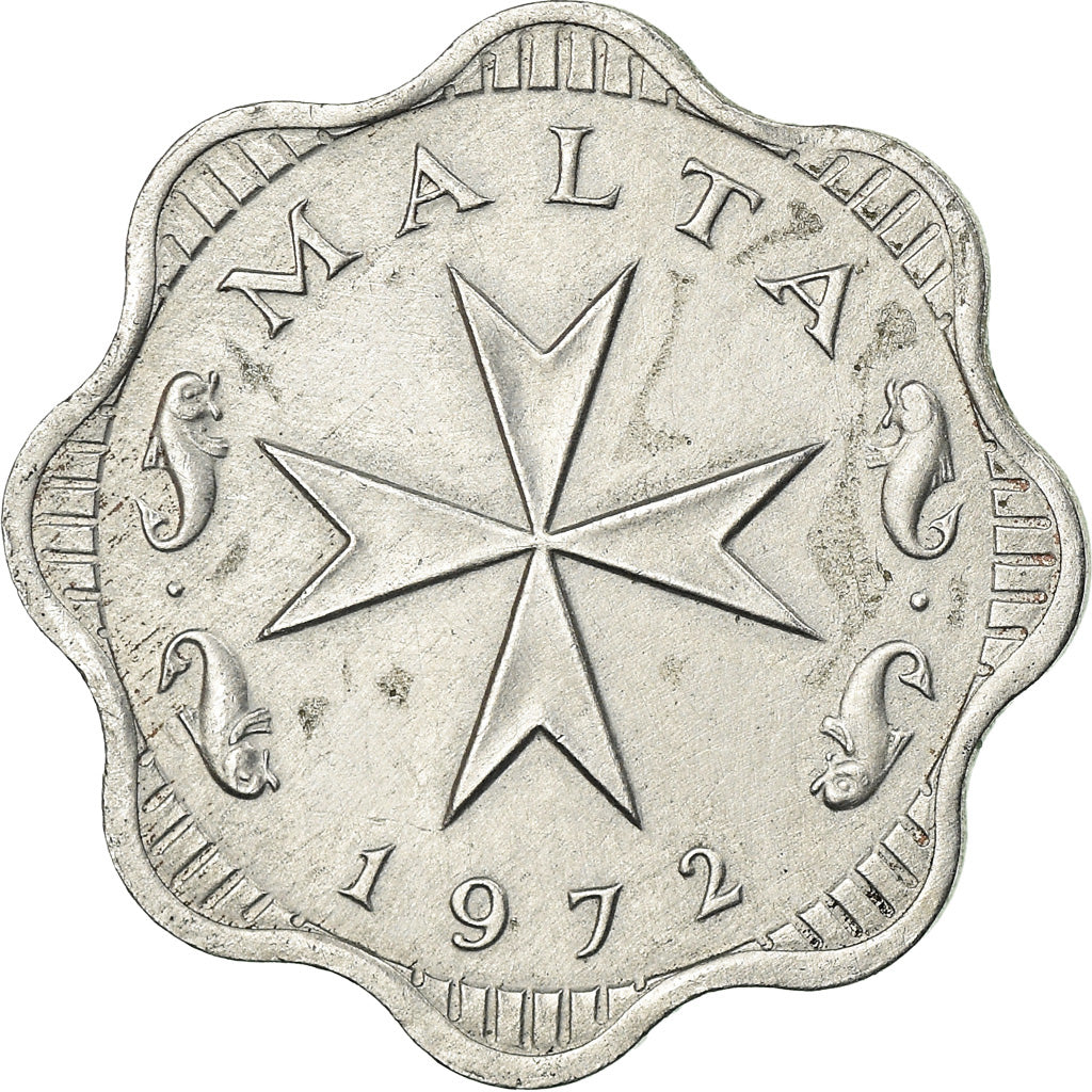 Coin, Malta, 2 Mils, 1972, AU(55-58), Aluminum, KM:5