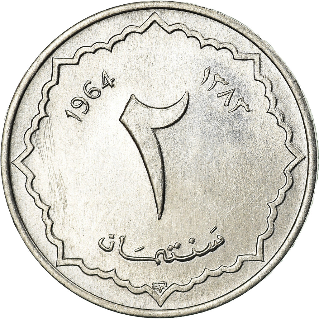 Coin, Algeria, 2 Centimes, 1964, Paris, AU(55-58), Aluminum, KM:95