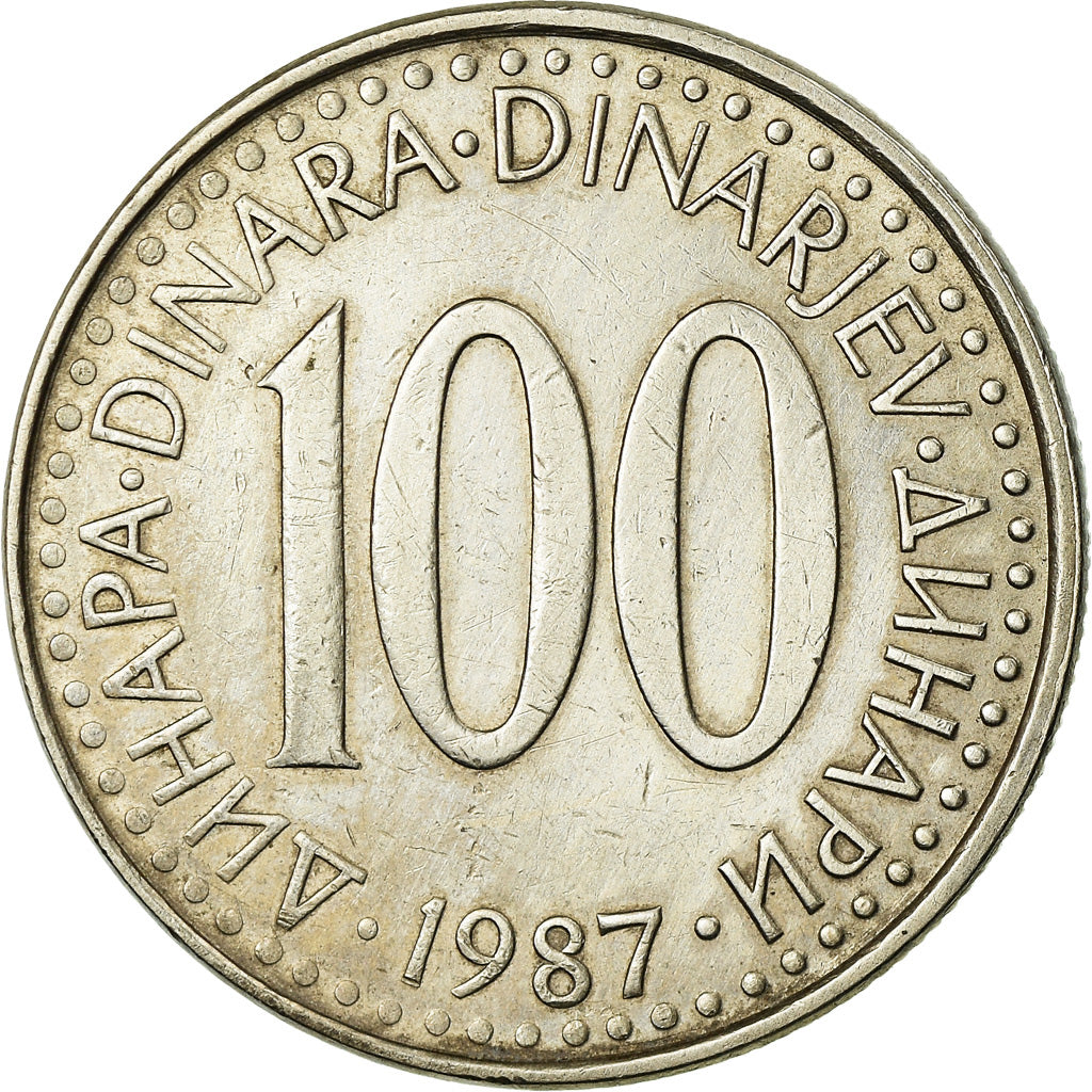 Coin, Yugoslavia, 100 Dinara, 1987, EF(40-45), Copper-Nickel-Zinc, KM:114