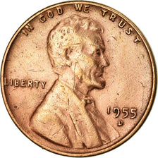 Moneta, Stati Uniti, Lincoln Cent, Cent, 1955, U.S. Mint, Denver, BB, Ottone