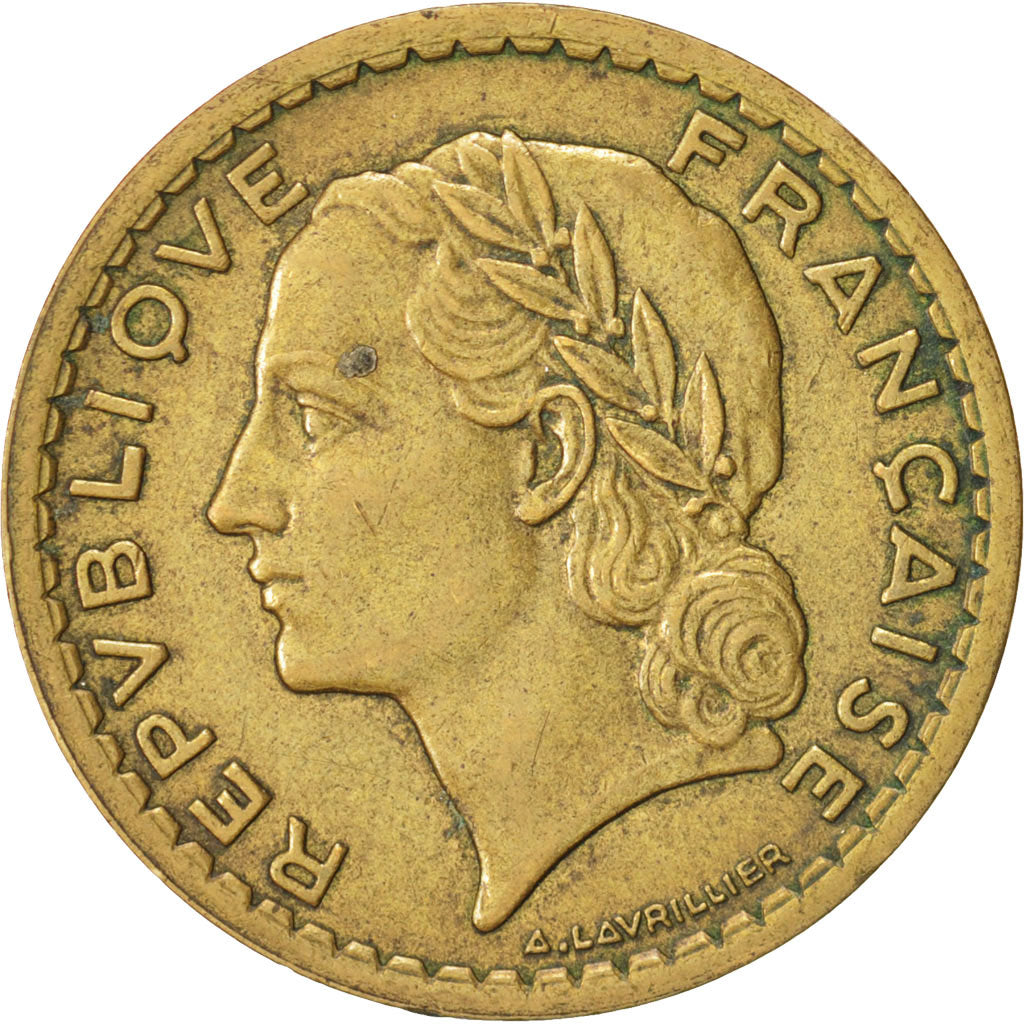 France, Lavrillier, 5 Francs, 1946, , EF(40-45), Aluminum-Bronz...