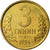 Moneda, Uzbekistán, 3 Tiyin, 1994, MBC, Latón chapado en acero, KM:2.2