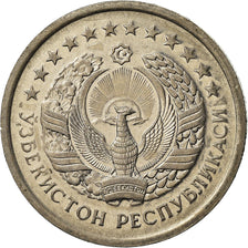 Moeda, Usbequistão, 50 Tiyin, 1994, EF(40-45), Aço Revestido a Níquel, KM:6.1