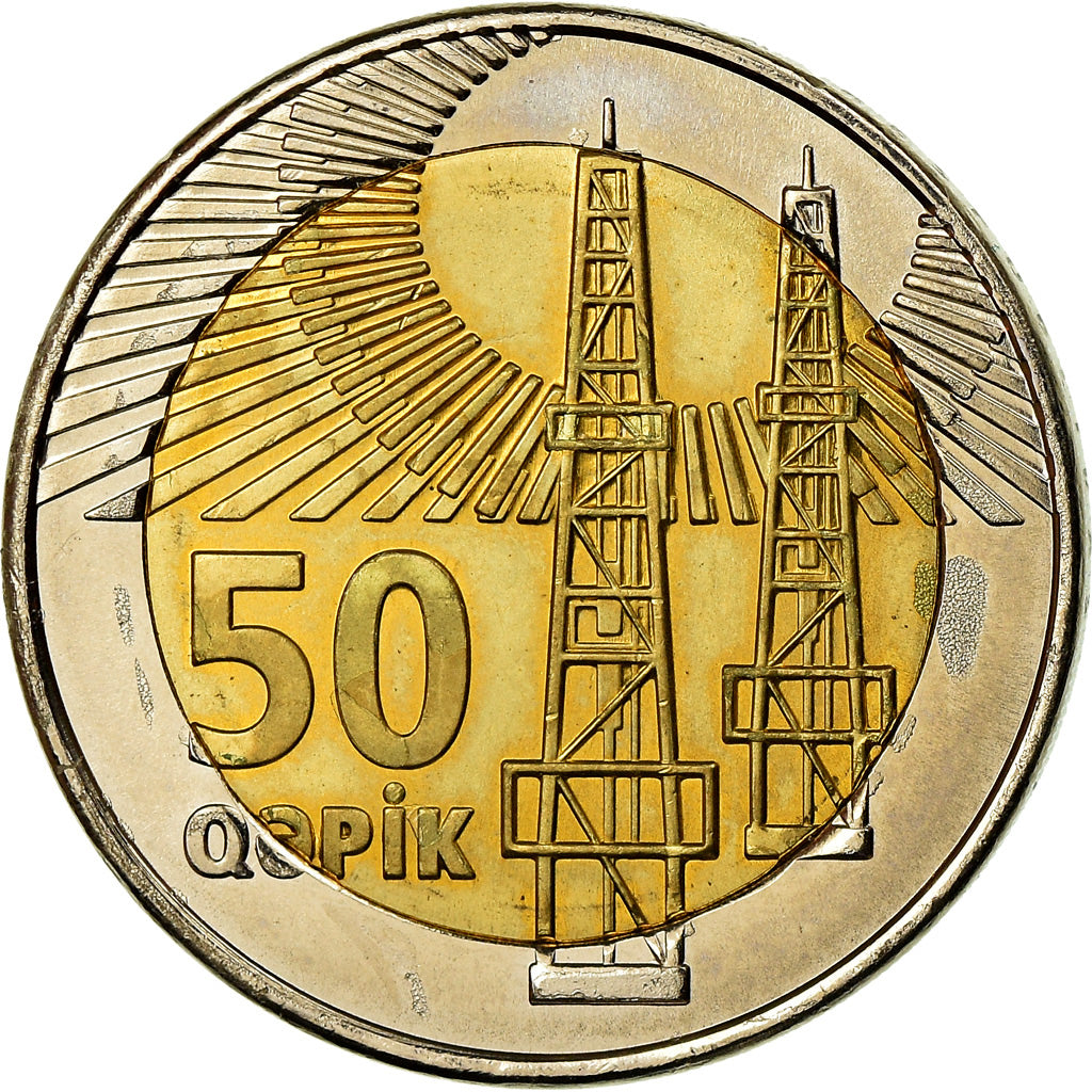 Monnaie, Azerbaïdjan, 50 Qapik, Undated (2006), SUP, Bi-Metallic, KM:44