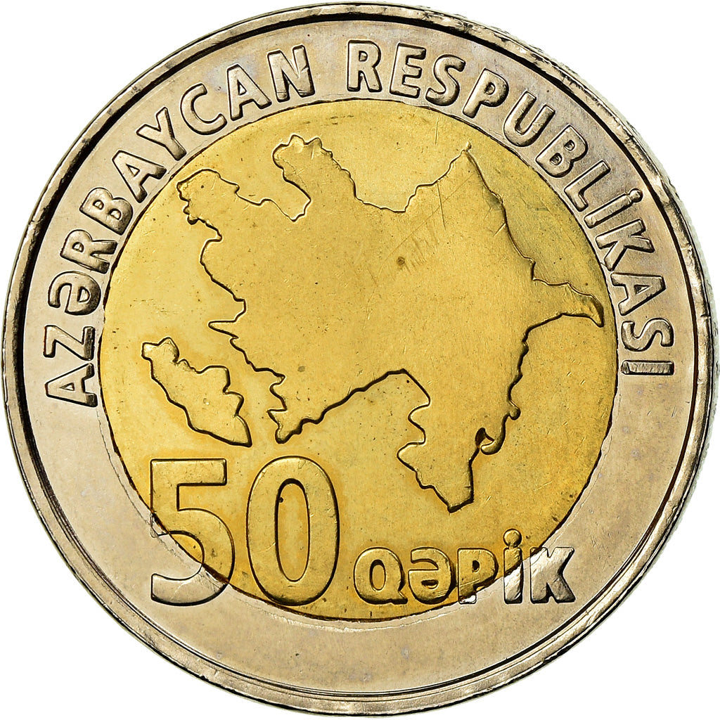Monnaie, Azerbaïdjan, 50 Qapik, Undated (2006), SUP, Bi-Metallic, KM:44