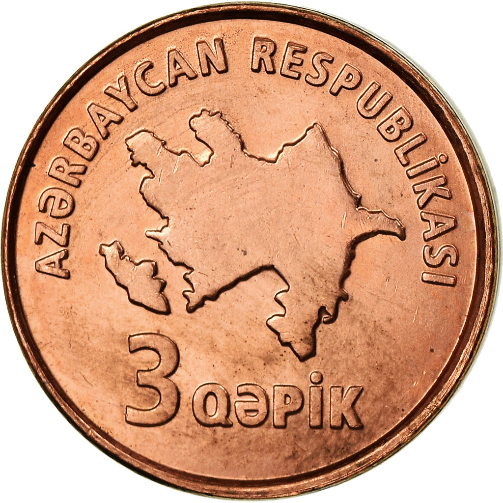 Coin, Azerbaijan, 3 Qapik, Undated (2006), AU(55-58), Copper Plated Steel, KM:40