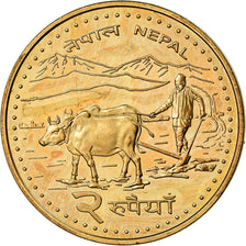 Moneta, Nepal, SHAH DYNASTY, 2 Rupees, 2006, Kathmandu, SPL-, Acciaio placcato