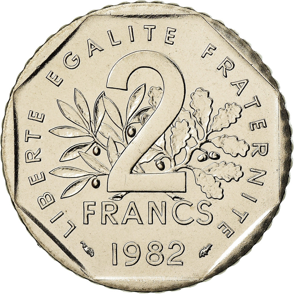 Moeda, França, Semeuse, 2 Francs, 1982, Paris, FDC, MS(65-70), Níquel