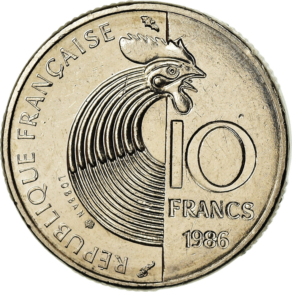 Munten, Frankrijk, Schumann, 10 Francs, 1986, Paris, PR, Nickel, KM:958