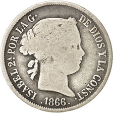 Spain, Isabel II, 40 Centimos, 1866, , VF(20-25), Silver, KM:628.2