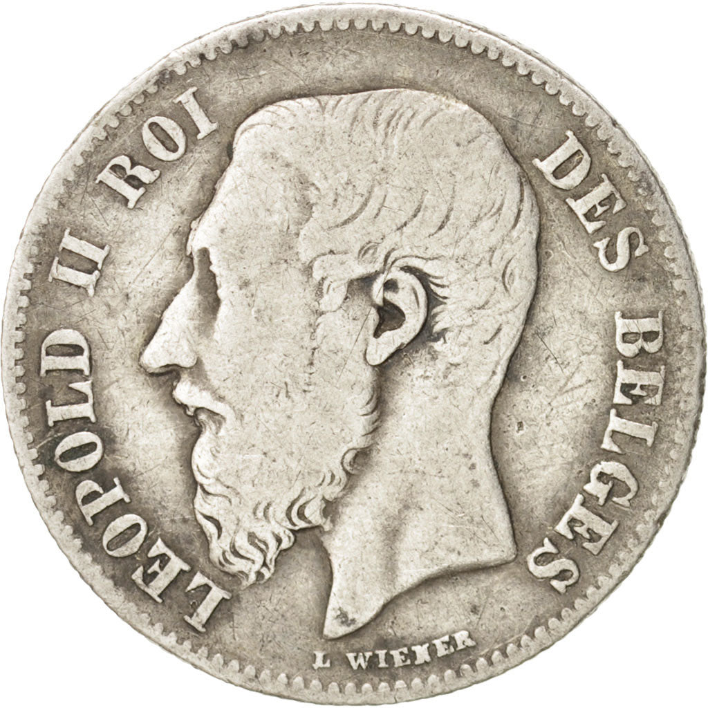 Belgio, Leopold II, 50 Centimes, 1866, MB+, Argento, KM:26