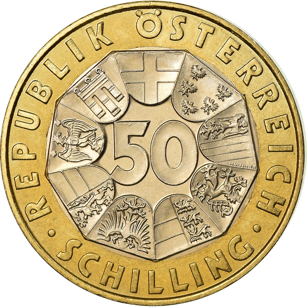 Coin, Austria, 50 Schilling, 1996, FDC, MS(65-70), Bi-Metallic, KM:3038