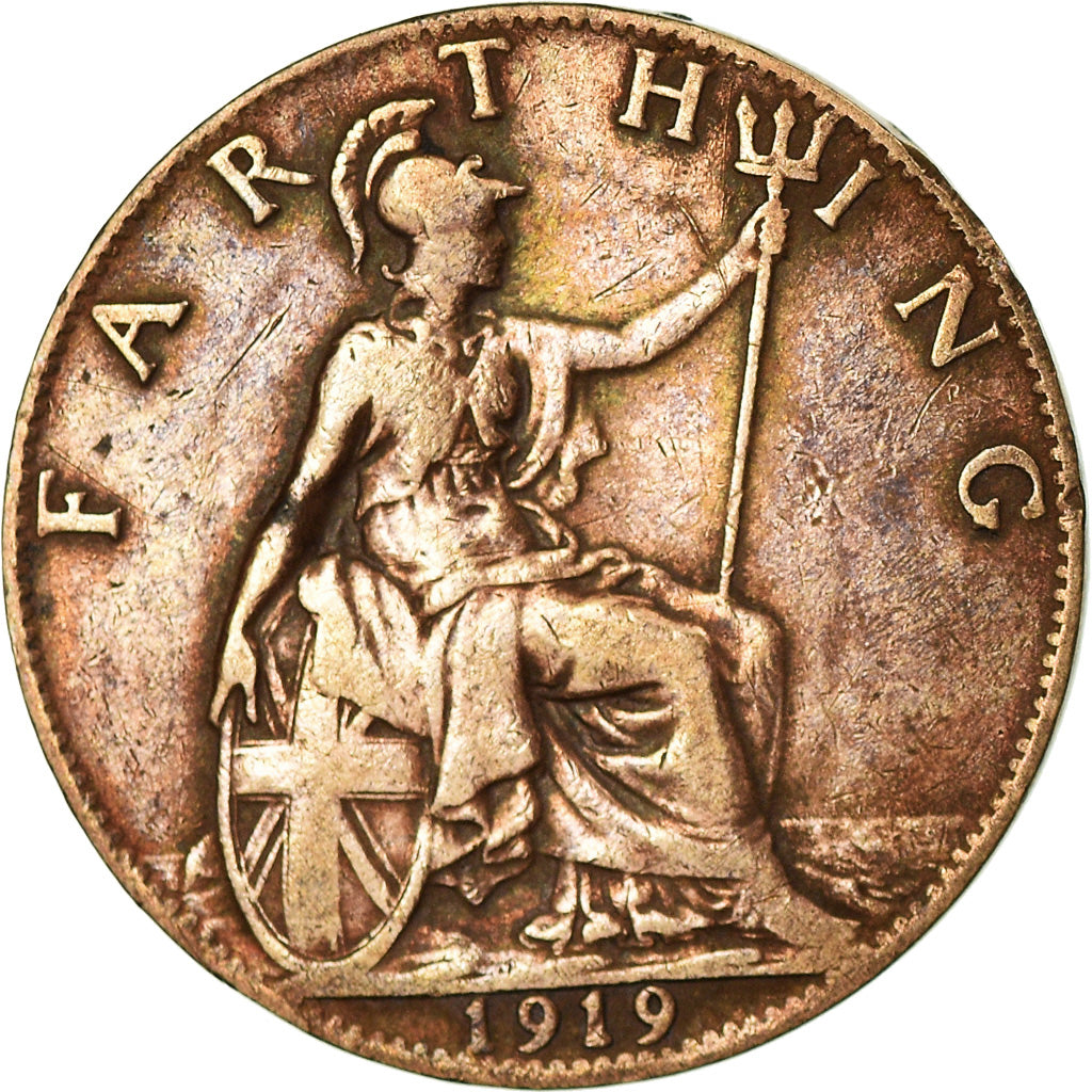 Coin, Great Britain, George V, Farthing, 1919, VF(20-25), Bronze, KM:808.2