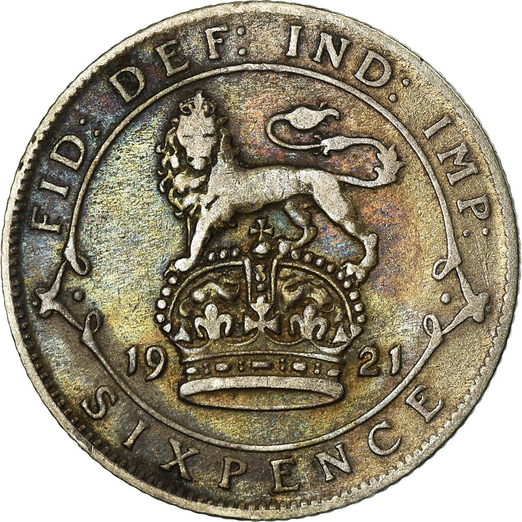 Coin, Great Britain, George V, 6 Pence, 1921, EF(40-45), Silver, KM:815a.1