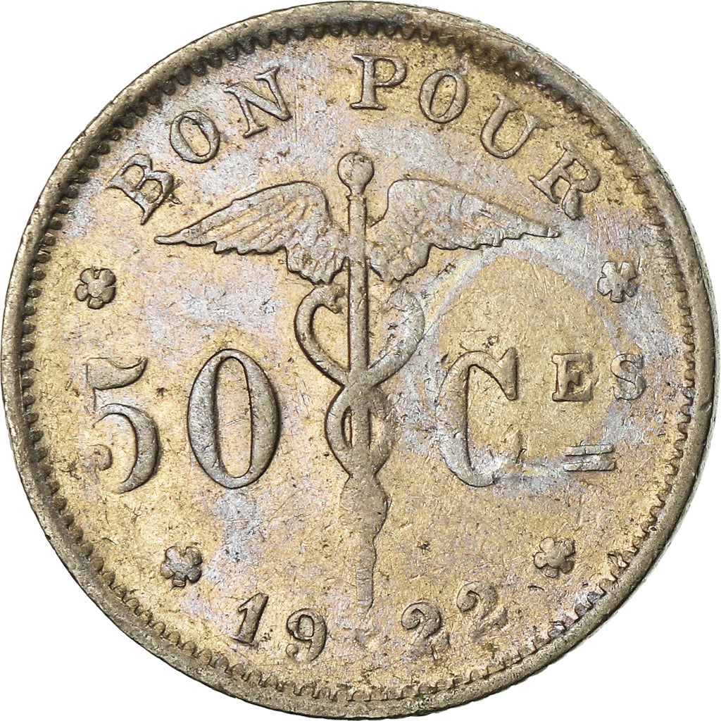 Moeda, Bélgica, 50 Centimes, 1922, Brussels, VF(30-35), Níquel, KM:87