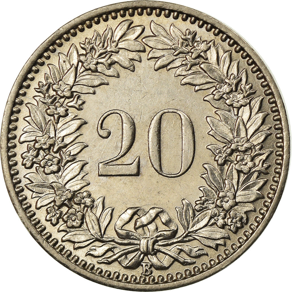 Coin, Switzerland, 20 Rappen, 1933, Bern, AU(55-58), Nickel, KM:29