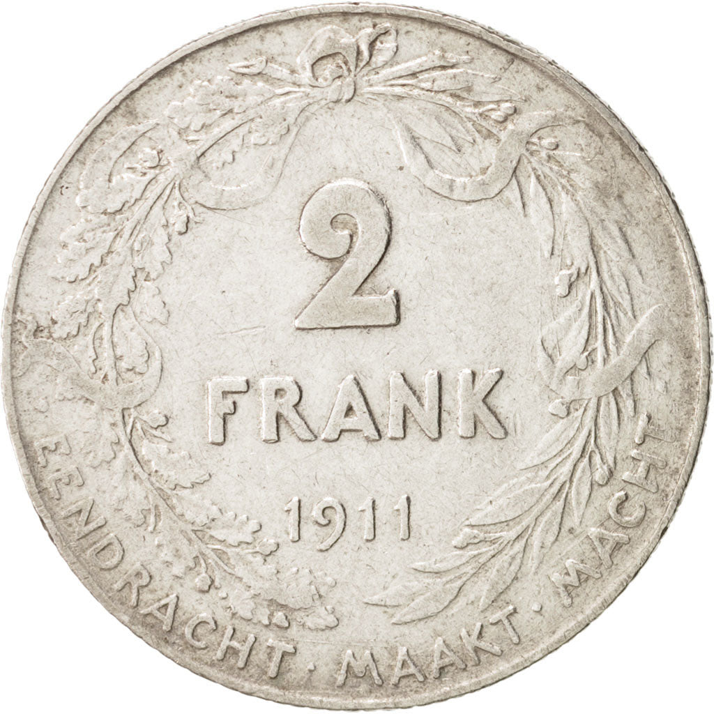 Belgium, 2 Francs, 2 Frank, 1911, , VF(30-35), Silver, KM:75