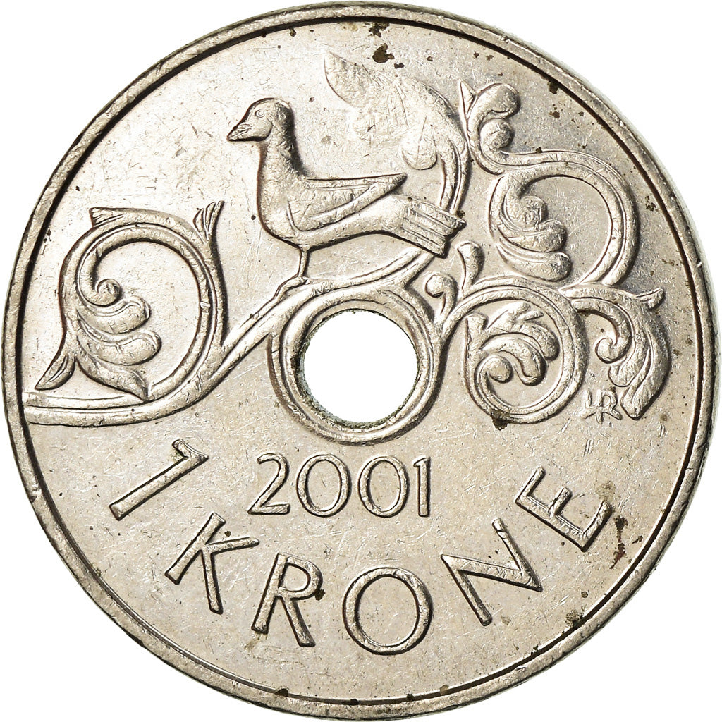 Munten, Noorwegen, Harald V, Krone, 2001, ZF, Copper-nickel, KM:462
