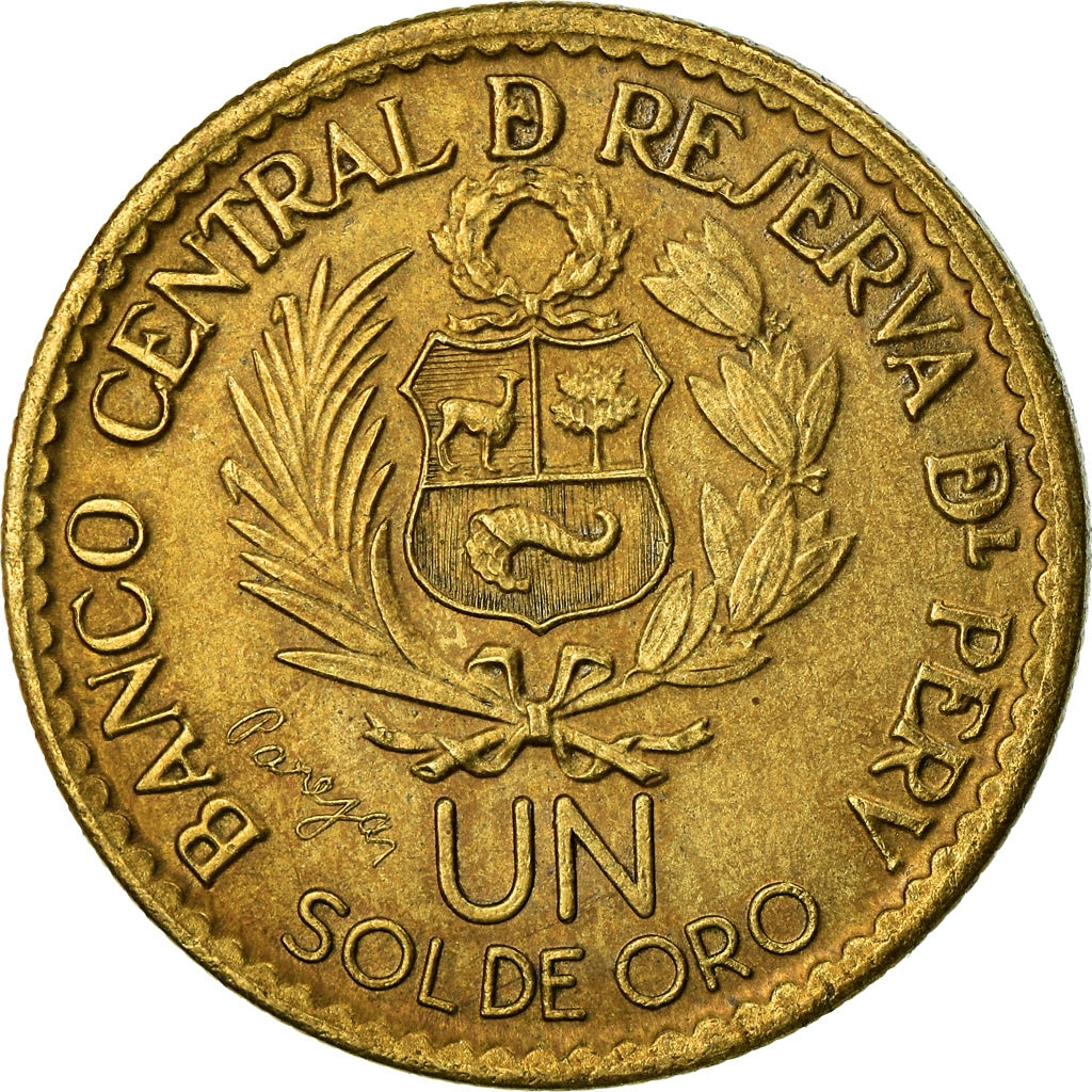 Coin, Peru, Sol, 1965, AU(50-53), Brass, KM:240