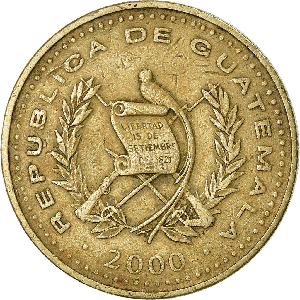 Coin, Guatemala, Quetzal, 2000, VF(30-35), Nickel-brass, KM:284
