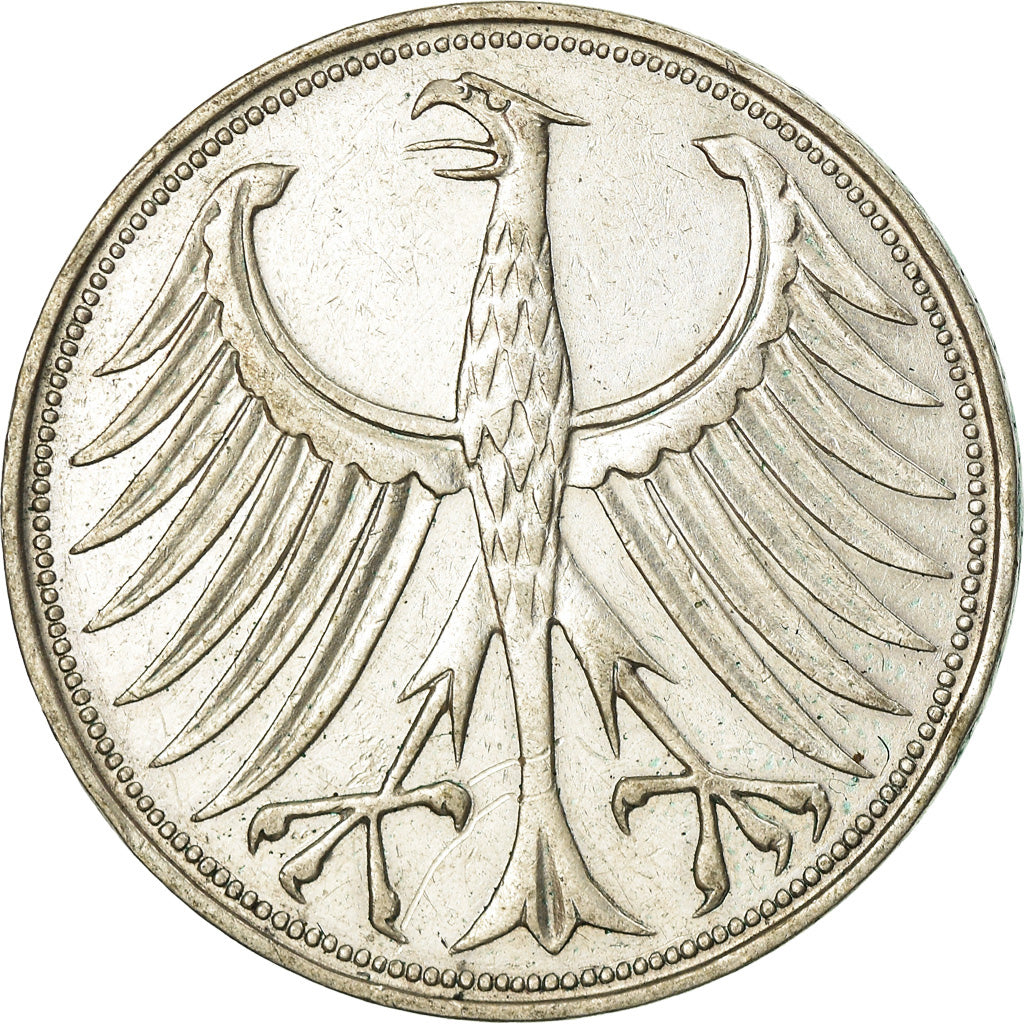 Coin, GERMANY - FEDERAL REPUBLIC, 5 Mark, 1958, Munich, EF(40-45), Silver