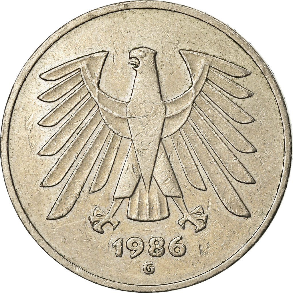 Monnaie, République fédérale allemande, 5 Mark, 1986, Karlsruhe, TTB