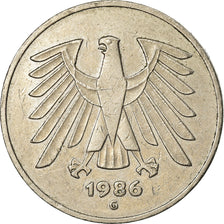 Monnaie, République fédérale allemande, 5 Mark, 1986, Karlsruhe, TTB