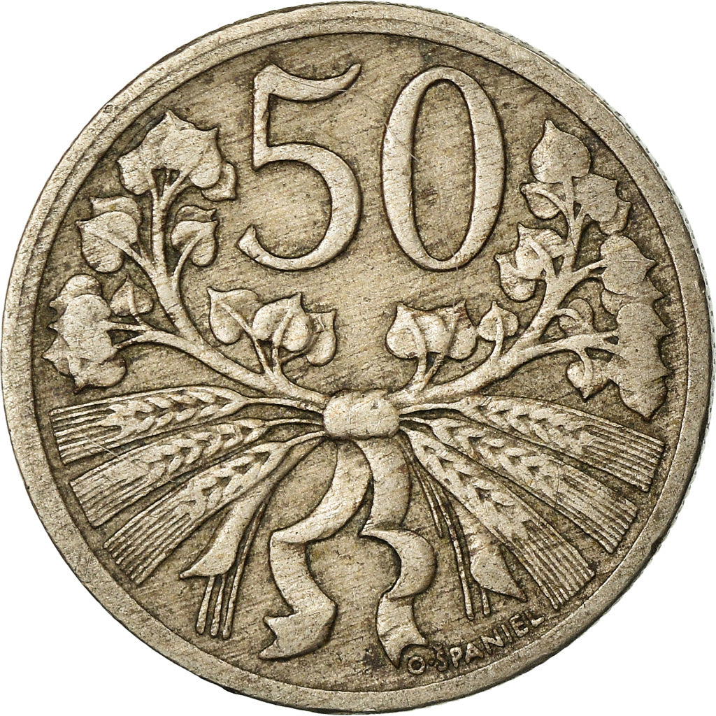 Coin, Czechoslovakia, 50 Haleru, 1922, EF(40-45), Copper-nickel, KM:2