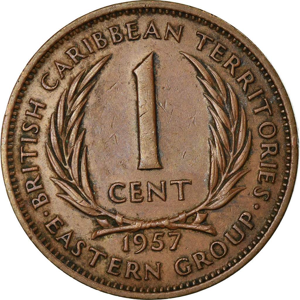Coin, East Caribbean States, Elizabeth II, Cent, 1957, AU(50-53), Bronze, KM:2