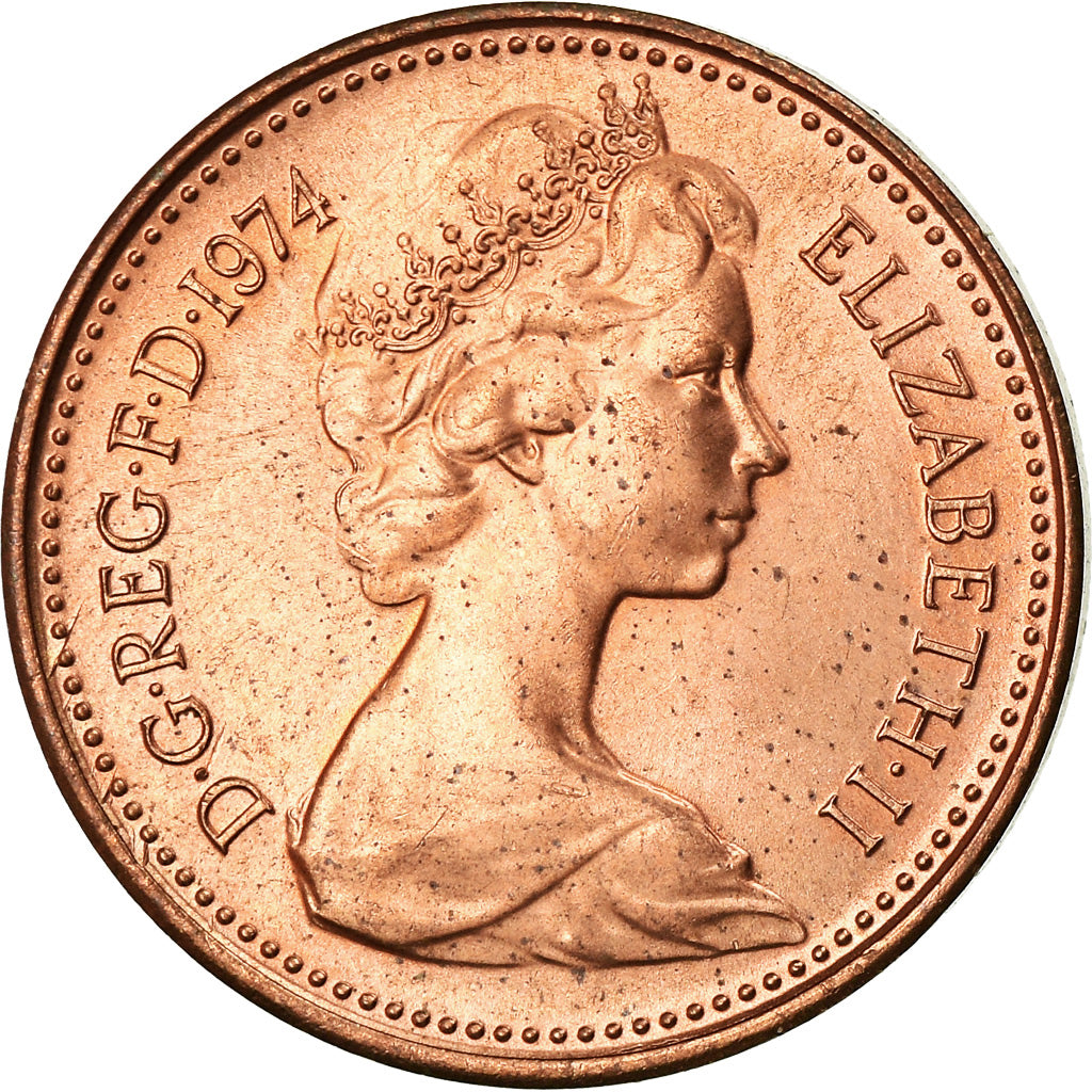 Coin, Great Britain, Elizabeth II, New Penny, 1974, AU(55-58), Bronze, KM:915