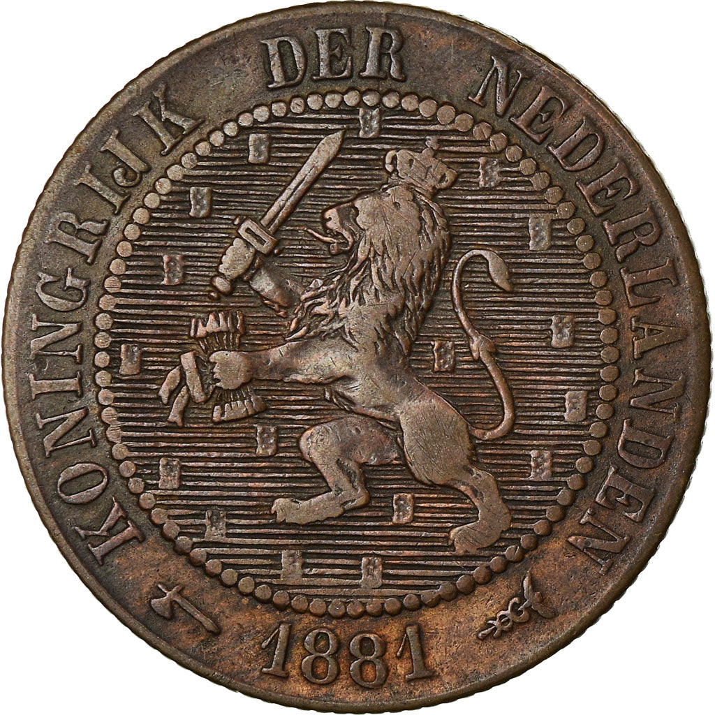 Coin, Netherlands, William III, 2-1/2 Cent, 1881, VF(30-35), Bronze, KM:108.1