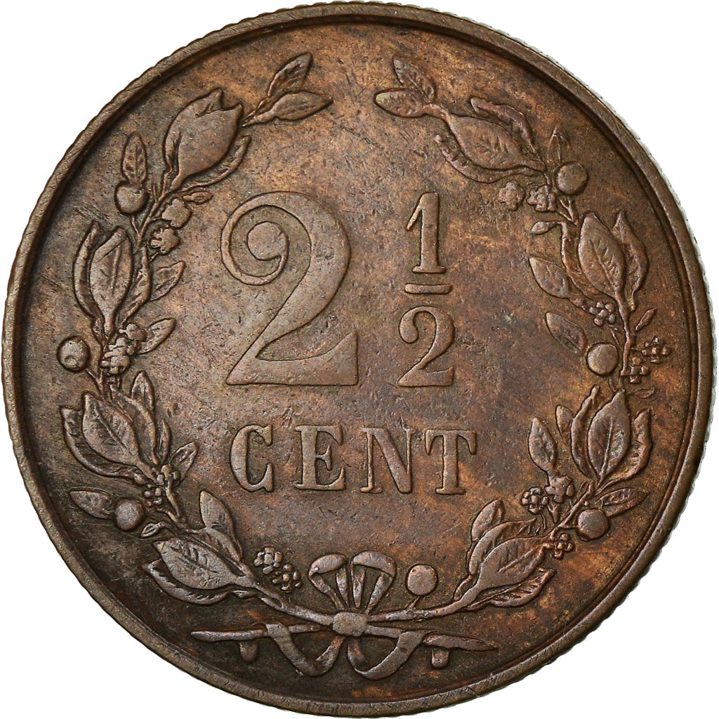 Coin, Netherlands, William III, 2-1/2 Cent, 1881, VF(30-35), Bronze, KM:108.1
