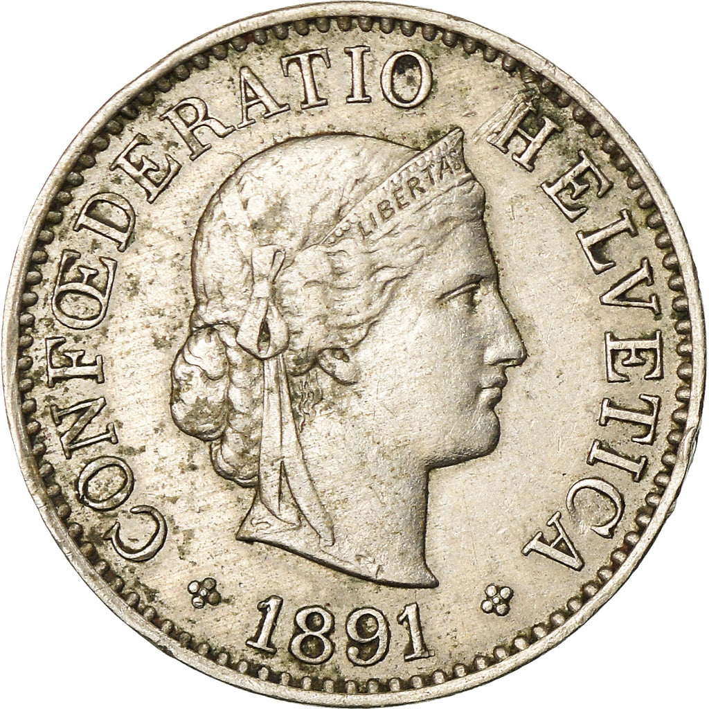 Coin, Switzerland, 5 Rappen, 1891, Bern, EF(40-45), Copper-nickel, KM:26
