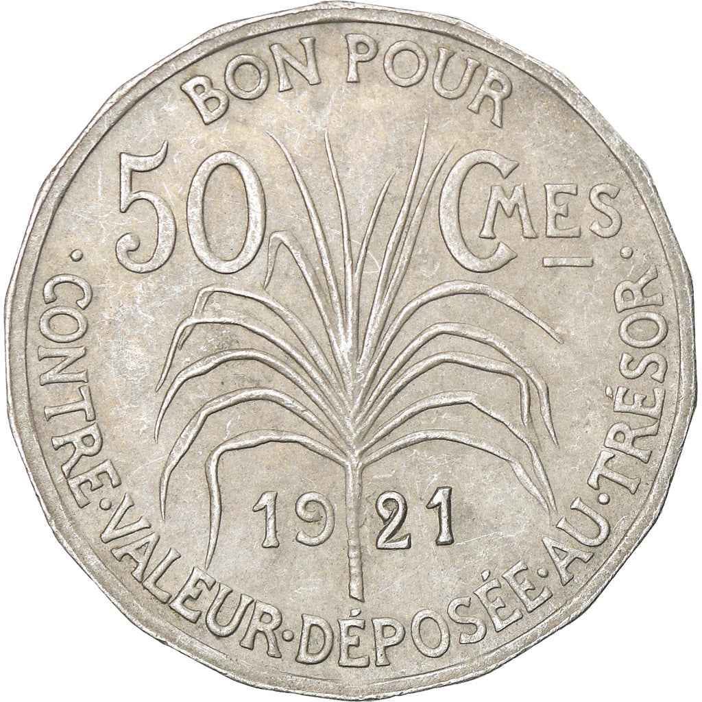 Coin, Guadeloupe, 50 Centimes, 1921, Paris, EF(40-45), Copper-nickel, KM:45