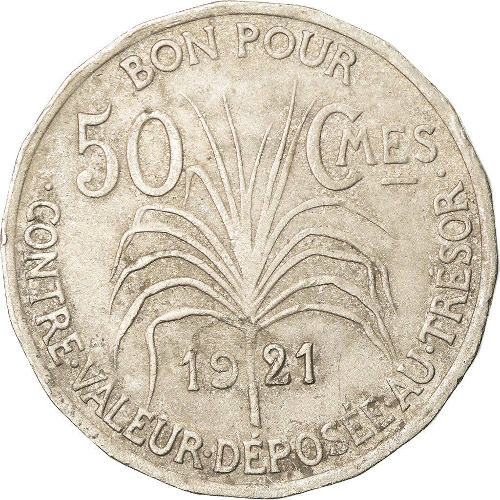 Coin, Guadeloupe, 50 Centimes, 1921, Paris, EF(40-45), Copper-nickel, KM:45