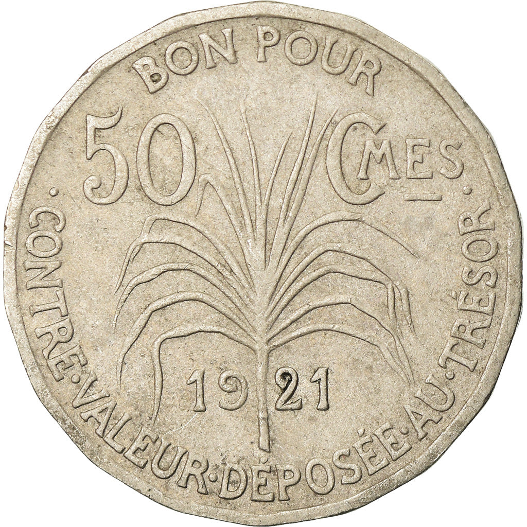 Coin, Guadeloupe, 50 Centimes, 1921, Paris, VF(30-35), Copper-nickel, KM:45