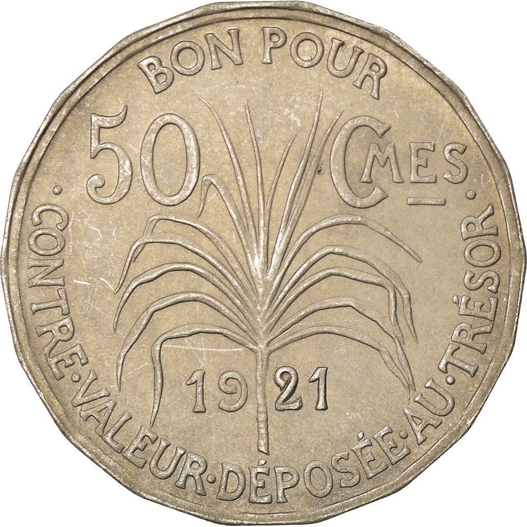 Coin, Guadeloupe, 50 Centimes, 1921, Paris, VF(30-35), Copper-nickel, KM:45
