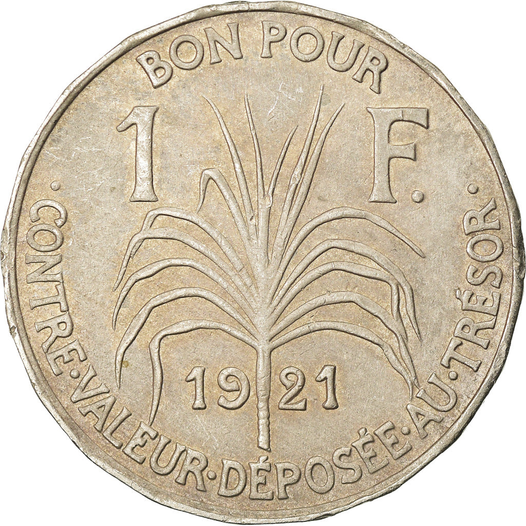 Coin, Guadeloupe, Franc, 1921, EF(40-45), Copper-nickel, KM:46, Lecompte:57